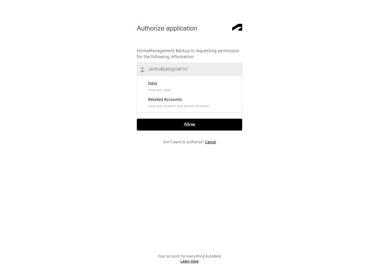 Autodesk's Authorize application page with the Allow button